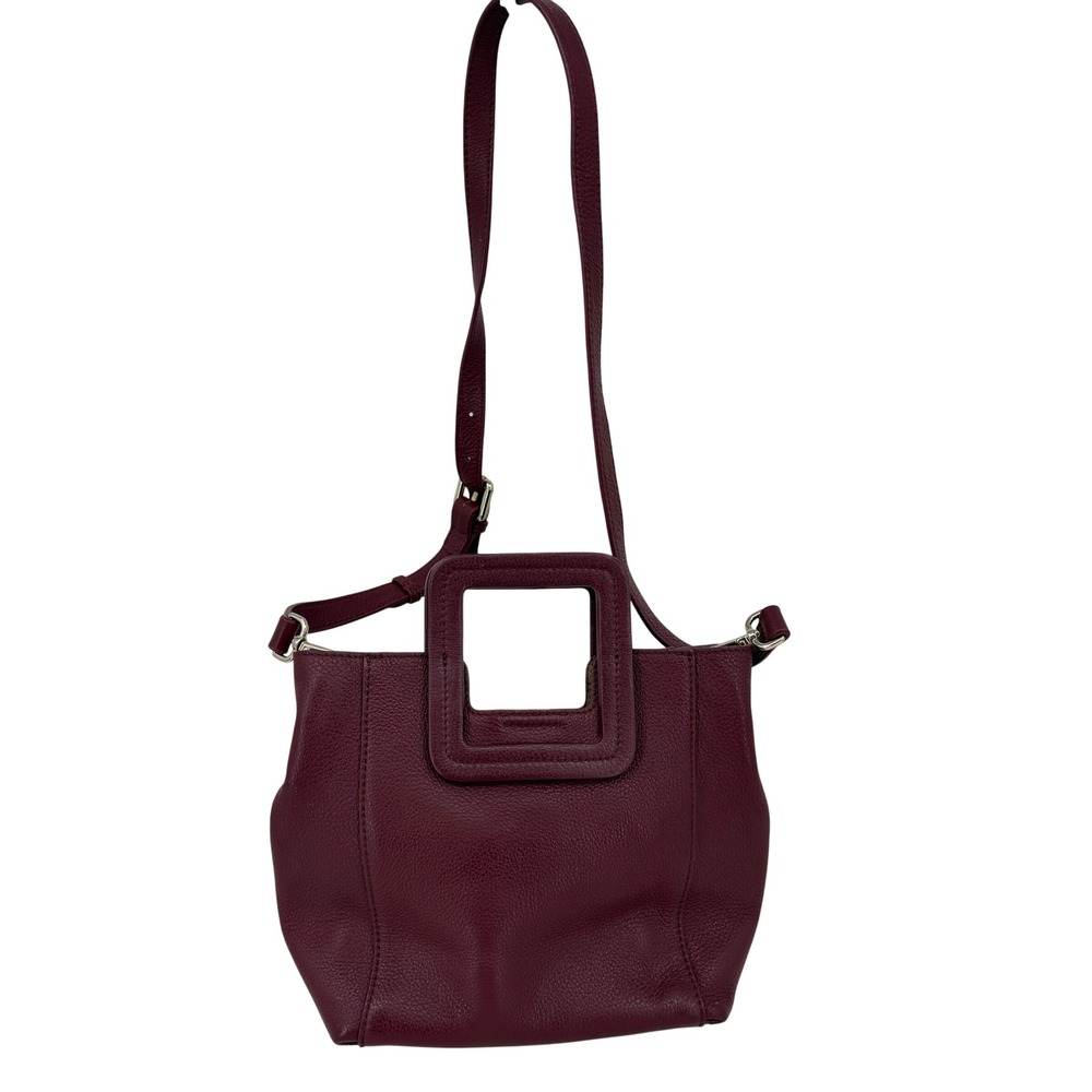 Anthropologie TMRW STUDIO crossbody Bag Burgundy Pebbled Leather Square Handles
